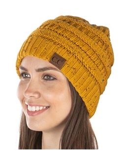 Funky Junque Exclusives Womens Beanie Solid Ribbed Knit Hat Warm Soft Skull Cap