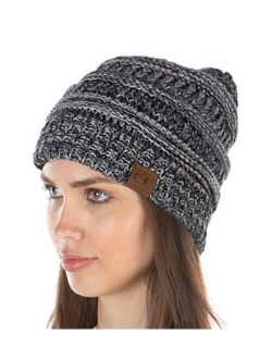 Funky Junque Exclusives Womens Beanie Solid Ribbed Knit Hat Warm Soft Skull Cap