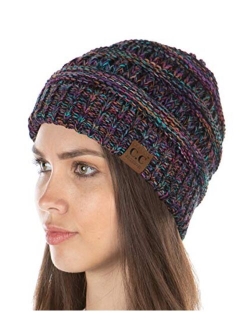 Funky Junque Exclusives Womens Beanie Solid Ribbed Knit Hat Warm Soft Skull Cap