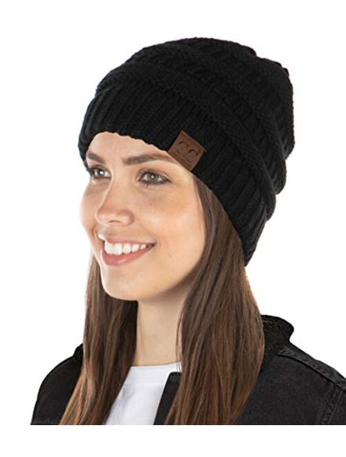 Funky Junque Exclusives Womens Beanie Solid Ribbed Knit Hat Warm Soft Skull Cap