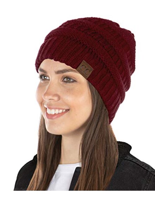 Funky Junque Exclusives Womens Beanie Solid Ribbed Knit Hat Warm Soft Skull Cap