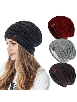 DANMY Winter Hats for Women,Warm Chunky Soft Cable Knit Womens Beanie Hats