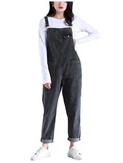 Lentta Women's Loose Baggy Denim Bib Harem Overalls Romper Jumpsuit Pants