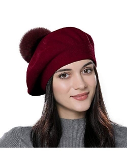 ENJOYFUR Womens Winter Beret Hat Knitted Beanie Cap Autumn Winter Hat French Classic Beret