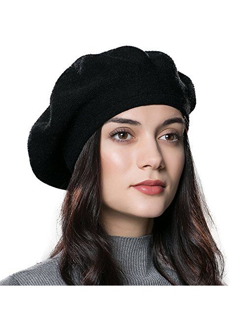 ENJOYFUR Womens Winter Beret Hat Knitted Beanie Cap Autumn Winter Hat French Classic Beret