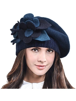 F&N STORY Lady French Beret Wool Beret Chic Beanie Winter Hat Jf-br034