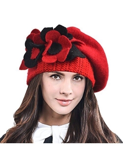 F&N STORY Lady French Beret Wool Beret Chic Beanie Winter Hat Jf-br034