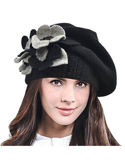 F&N STORY Lady French Beret Wool Beret Chic Beanie Winter Hat Jf-br034