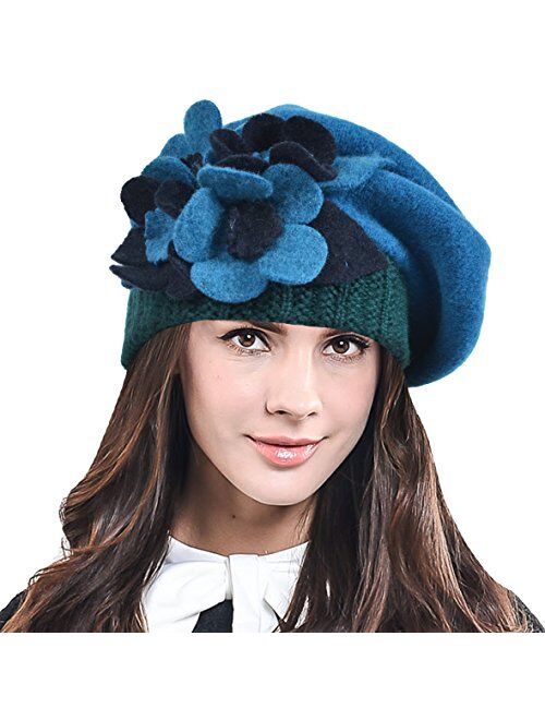 F&N STORY Lady French Beret Wool Beret Chic Beanie Winter Hat Jf-br034