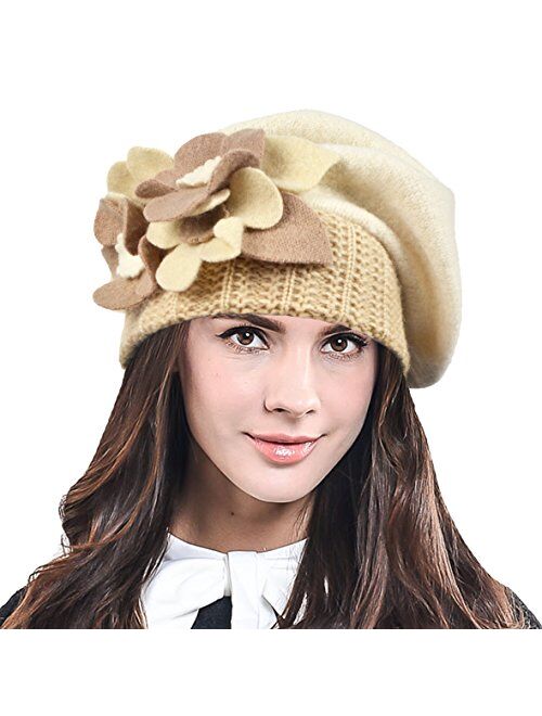 F&N STORY Lady French Beret Wool Beret Chic Beanie Winter Hat Jf-br034