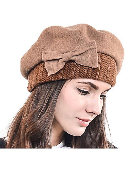 F&N STORY Lady French Beret Wool Beret Chic Beanie Winter Hat Jf-br034