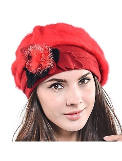 F&N STORY Lady French Beret Wool Beret Chic Beanie Winter Hat Jf-br022