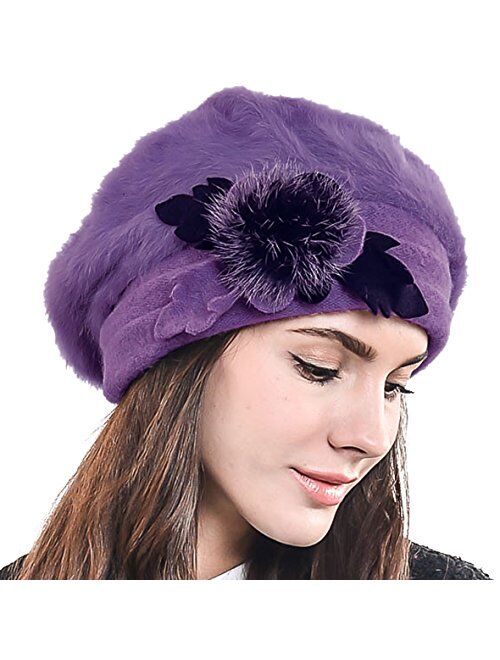 F&N STORY Lady French Beret Wool Beret Chic Beanie Winter Hat Jf-br022