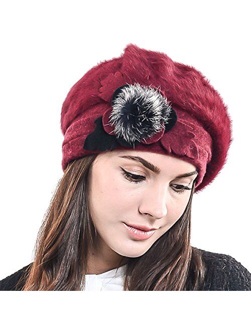 F&N STORY Lady French Beret Wool Beret Chic Beanie Winter Hat Jf-br022