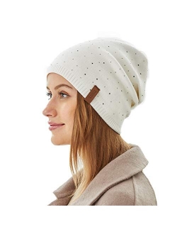 Women Winter Beanie Knitted Hats Warm Soft Slouchy Cashmere Headwear Cap for Womens Lady Mother