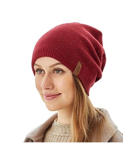 Women Winter Beanie Knitted Hats Warm Soft Slouchy Cashmere Headwear Cap for Womens Lady Mother