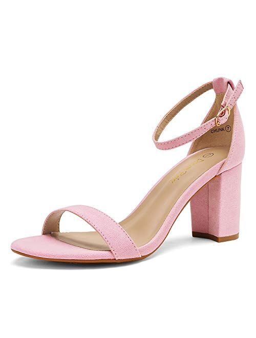 DREAM PAIRS Women's Chunk Low Heel Pump Sandals