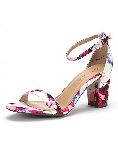 DREAM PAIRS Women's Chunk Low Heel Pump Sandals