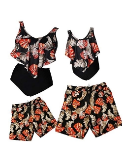 Family Matching Swimsuit Tropical Plant Monstera Swimwear Sunbathing 2 Piece Bikini Set