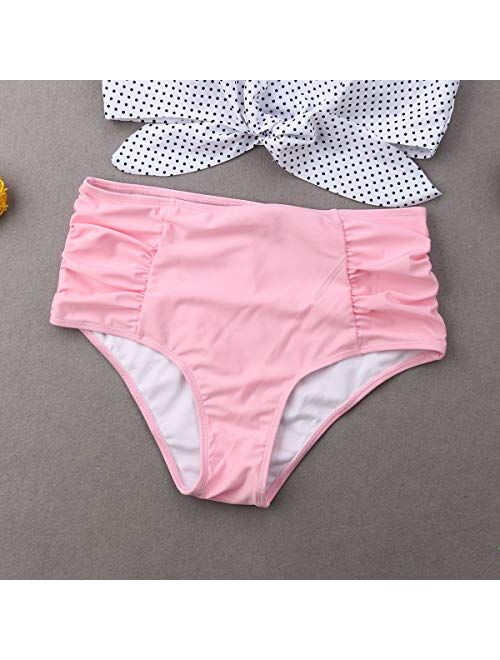 Family Matching Dot Print Swimwear Parent-Child Swimwear Mommy&Me 2 Pieces Bikini Sets Daddy&Me 1 Piece Swim Shorts