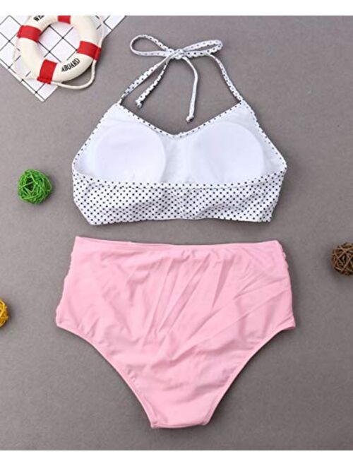 Family Matching Dot Print Swimwear Parent-Child Swimwear Mommy&Me 2 Pieces Bikini Sets Daddy&Me 1 Piece Swim Shorts