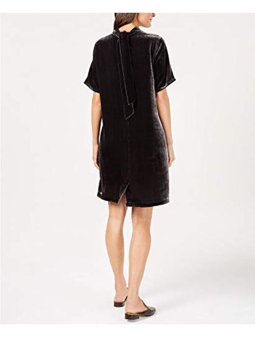 Eileen Fisher Womens Boat Neck Velvet Casual Dress