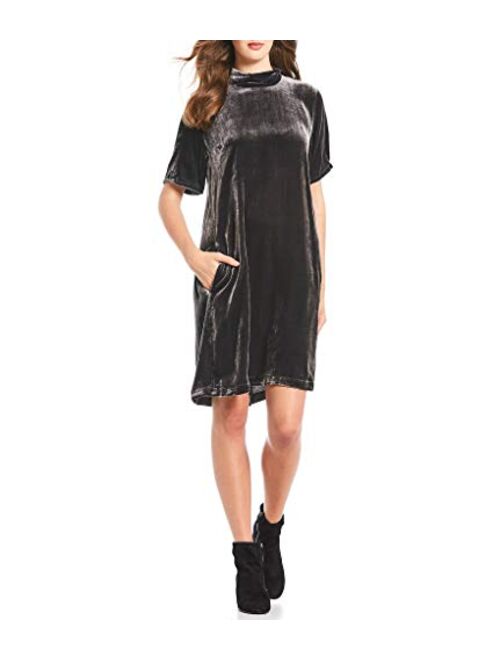 Eileen Fisher Womens Boat Neck Velvet Casual Dress