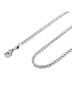 3.0 mm Stainless Steel Wheat Silver Chain Necklaces for Men & Women 16" -30"