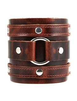 Wide Cuff Wrap Gothic Wristband Punk Rock Biker Wide Strap Leather Bracelet