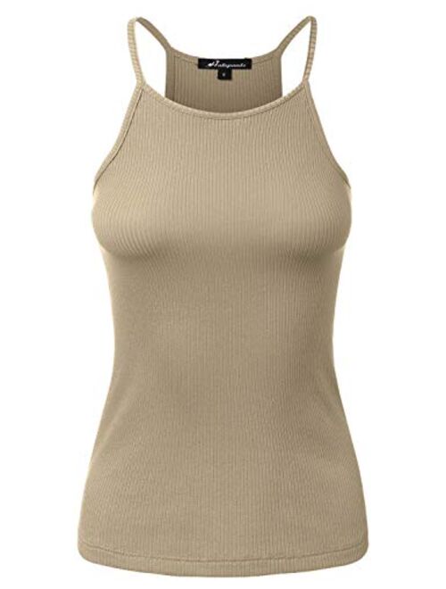 HATOPANTS Women's High Neck Ribbed Racerback Halter Tank Tops