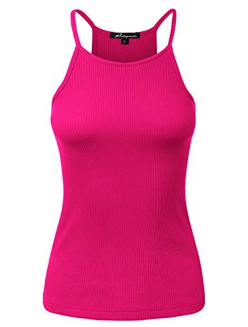 HATOPANTS Women's High Neck Ribbed Racerback Halter Tank Tops