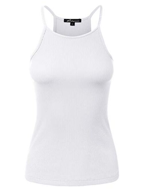 HATOPANTS Women's High Neck Ribbed Racerback Halter Tank Tops