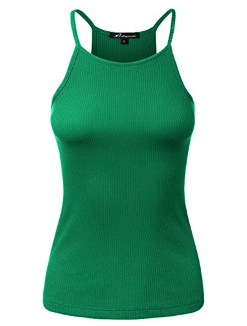 HATOPANTS Women's High Neck Ribbed Racerback Halter Tank Tops