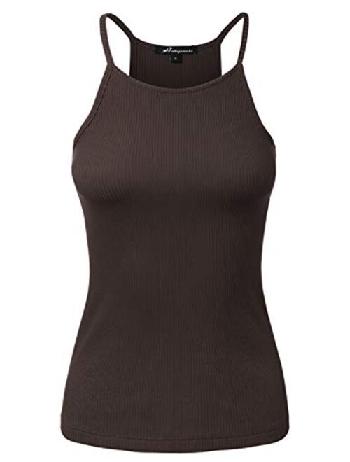 HATOPANTS Women's High Neck Ribbed Racerback Halter Tank Tops