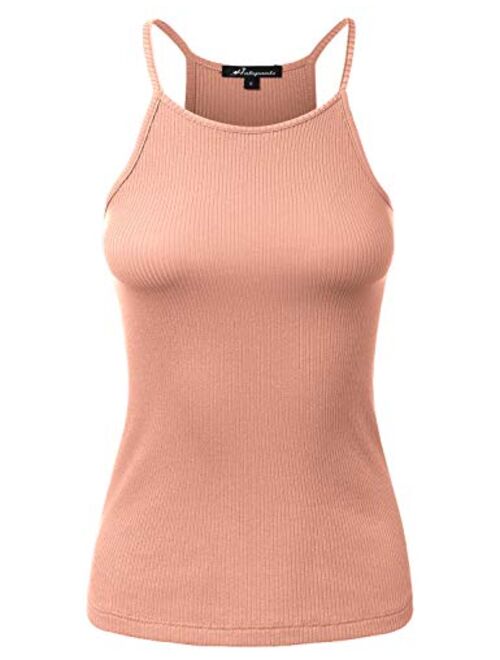 HATOPANTS Women's High Neck Ribbed Racerback Halter Tank Tops