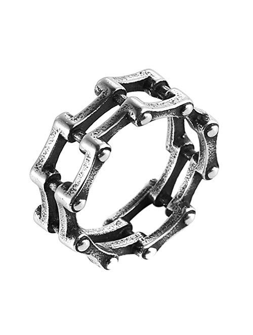 HZMAN Mens Bikers Rings Stainless Steel Motorcycle Bike Chain Bands