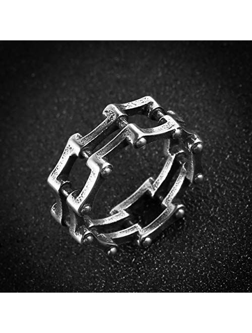 HZMAN Mens Bikers Rings Stainless Steel Motorcycle Bike Chain Bands