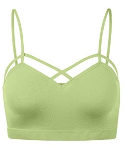 Womens Camisole Sleeveless Seamless Strappy Bralette Tops Bustier Crop Top