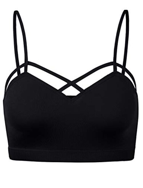 HATOPANTS Womens Camisole Sleeveless Seamless Strappy Bralette Tops Bustier Crop Top