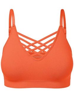 LELINTA Women's Seamless Solid Sports Bra Racerback Padded Stretch