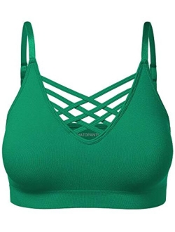 Women's Workout Seamless Strappy Bralette Exercise Adjustable Straps Tops