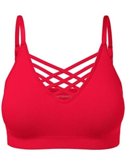 Women's Workout Seamless Strappy Bralette Exercise Adjustable Straps Tops