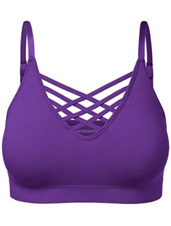 Women's Workout Seamless Strappy Bralette Exercise Adjustable Straps Tops