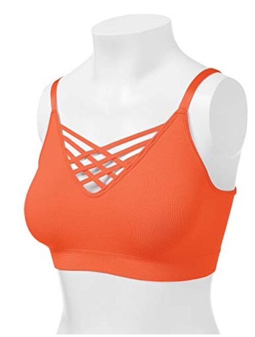 HATOPANTS Women's Workout Seamless Strappy Bralette Exercise Adjustable Straps Tops