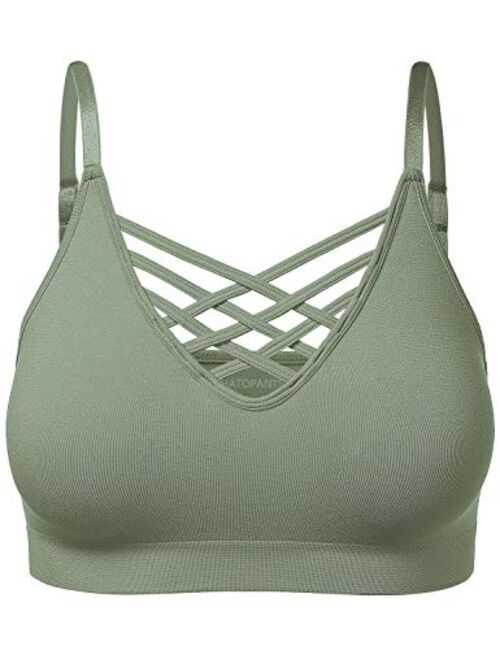 HATOPANTS Women's Workout Seamless Strappy Bralette Exercise Adjustable Straps Tops