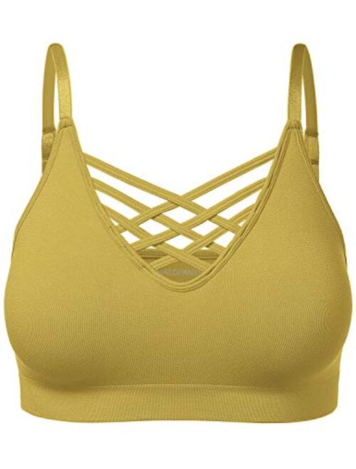 HATOPANTS Women's Workout Seamless Strappy Bralette Exercise Adjustable Straps Tops