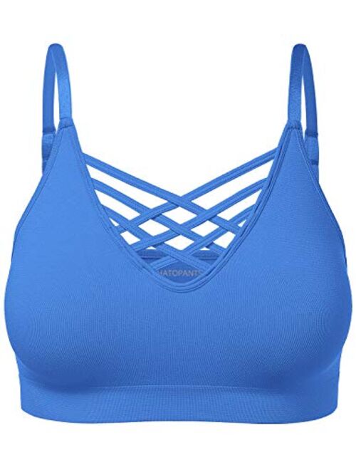 HATOPANTS Women's Workout Seamless Strappy Bralette Exercise Adjustable Straps Tops