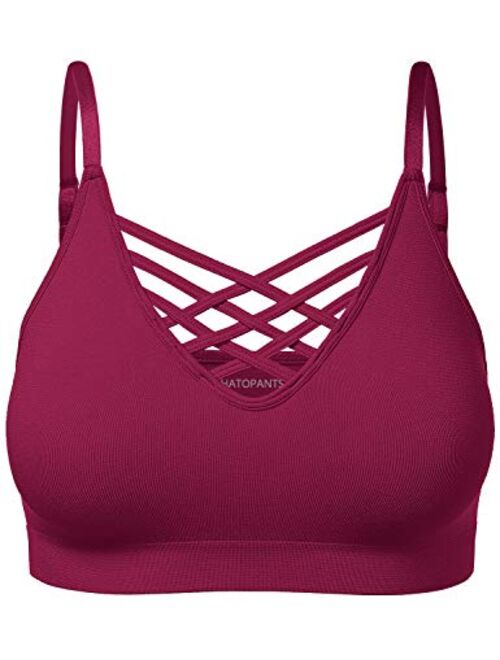 HATOPANTS Women's Workout Seamless Strappy Bralette Exercise Adjustable Straps Tops