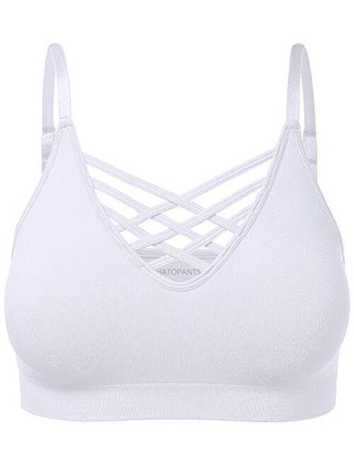 HATOPANTS Women's Workout Seamless Strappy Bralette Exercise Adjustable Straps Tops