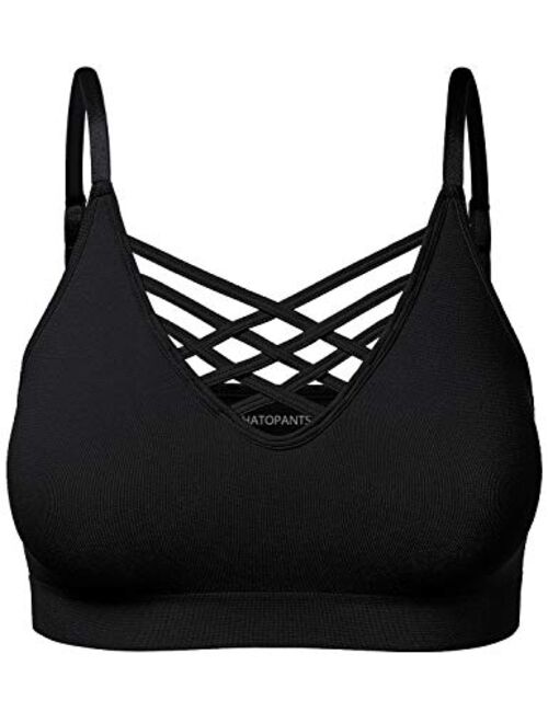 HATOPANTS Women's Workout Seamless Strappy Bralette Exercise Adjustable Straps Tops